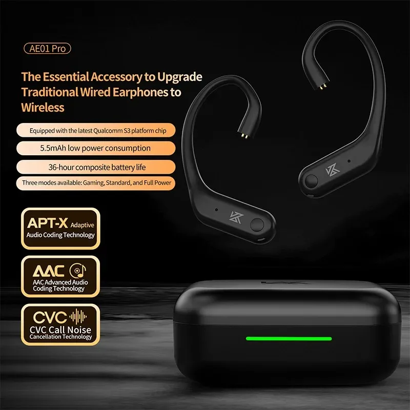 Pre-order KZ AE01 PRO Wireless Bluetooth Module Earhook Upgrade Wired Earphones to Wireless High Quality HiFi Stereo