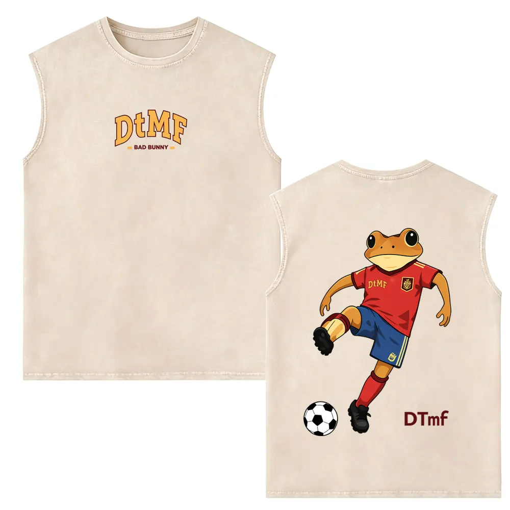 Washed Vintage Rapper Bad Bunny Tank Tops DeBi TiRAR MaS FOToS DTMF World Tour Sleeveless Vest Tees Men Hip Hop Fashion T-shirt