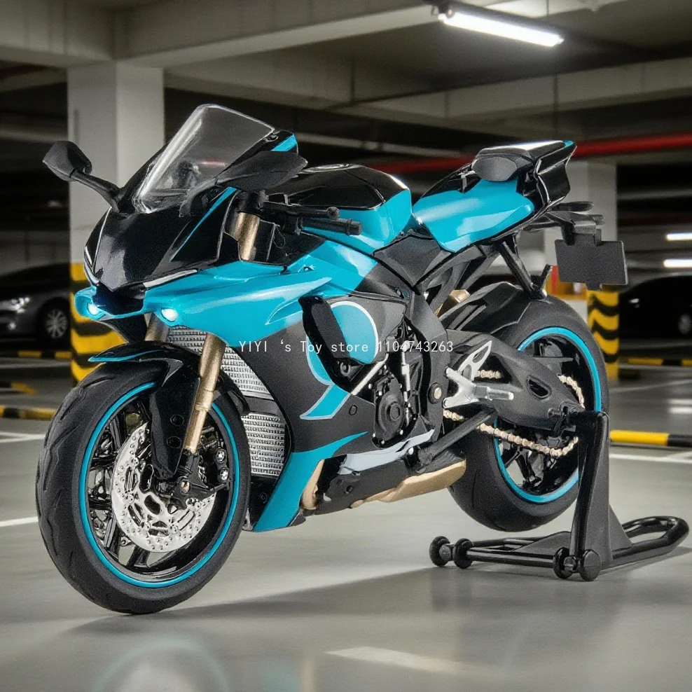 

1:12 R1M Motorcycle Model Toys Alloy Diecast Miniature Motorbikes Sound Light Shock Absorption Simulation Motorcycles Gifts25A28