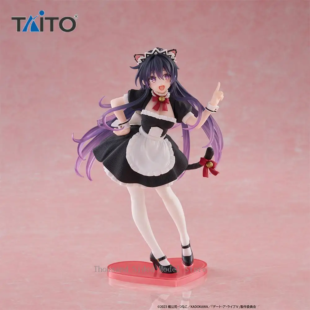 Original genuíno TAITO DATE A LIVE Coreful Yatogami Tohka (Nekomimi Maid ver.) Figura de anime de ação 18CM lindo modelo colecionável