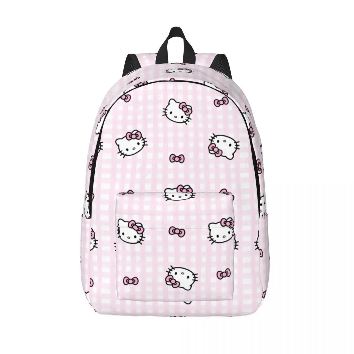 

Hello Kitty для мужчин и женщин, школьные сумки для книг Kawaii с бантиками, холст, рюкзак для среднего колледжа, на открытом воздухе