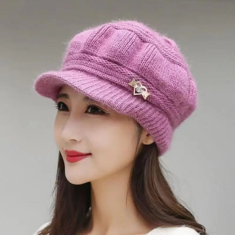 Coral Fleece Winter Hat Beanies Women's Knitted Hat Keep Warm Wool Knitted Hat Peaked Cap Double Layers Protection Caps