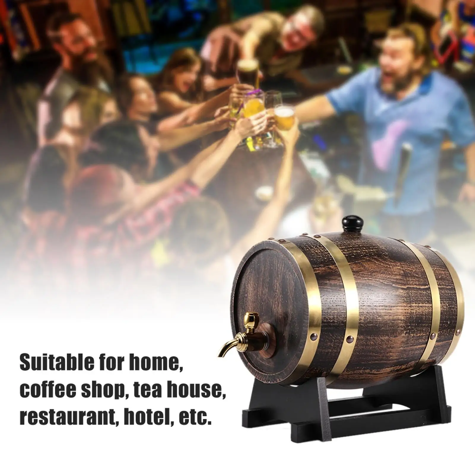 3L Retro Oak Wood Wine Barrel Keg with Faucet - Perfect for Red Wine, Brandy & Whisky Storage