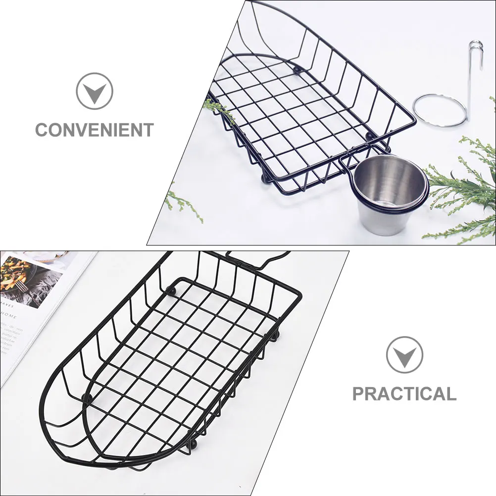 

Iron French Fries Basket Large Volume Food Container Bread Tray Snack Holder Fruit Container Practical Sauce Cup Design