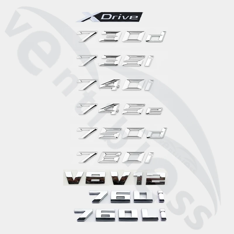 Car 3D ABS Trunk Letters Logo Badge Emblem Styling Sticker For THE 7 Series 730li 740li 750Ld 760le E38 E65 E66 F01 F02 G11 G12