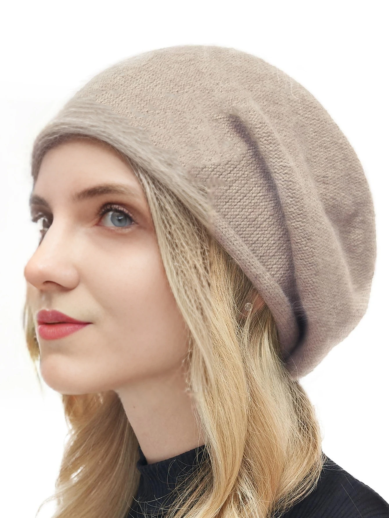 Women Knitted Wool Beanies Cap Winter Soft Warm Cashmere Blend Slouchy Hat Crimping Chemo Caps Cancer Headwear Skullies Female