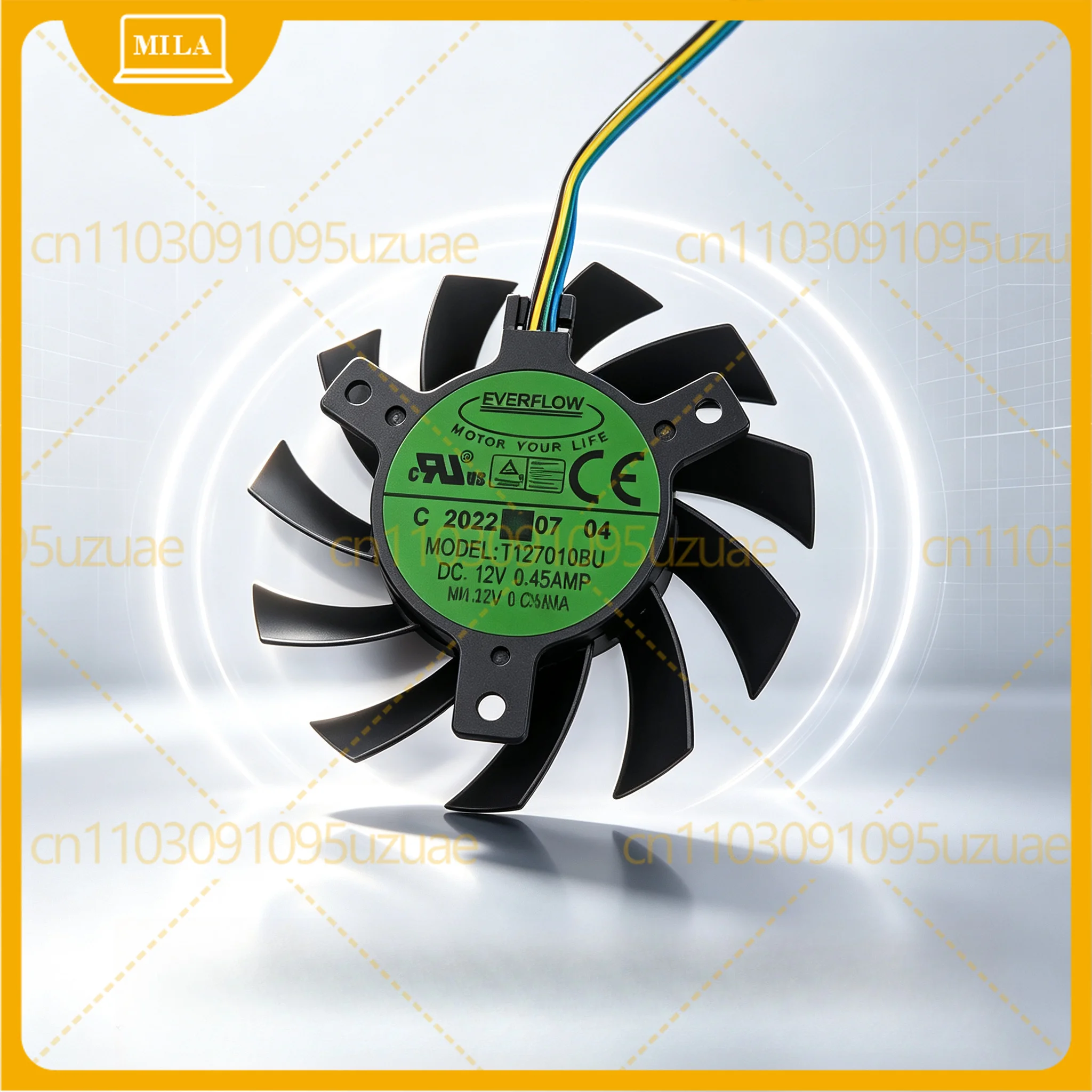 7CM T127010BU Graphics Card Cooling Fan Everflow Dual Ball Bearing PWM Fan