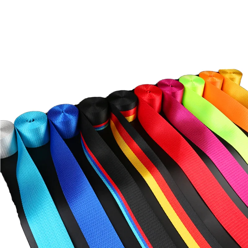 

Wholesale 3.6.m Safety Belt Hot Selling Standard Durable Race Ribbon Anti-aging Multicolor Nylon Colorful Car Safety Seat Belts