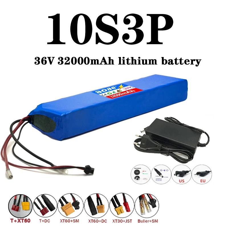 

Обновление 2025 года, 36 В, 32000 мАч, 10S3P, 36 В, аккумулятор для электрического скутера, аккумулятор 36 В, скутер 18650, литиевый электрический скутер M365
