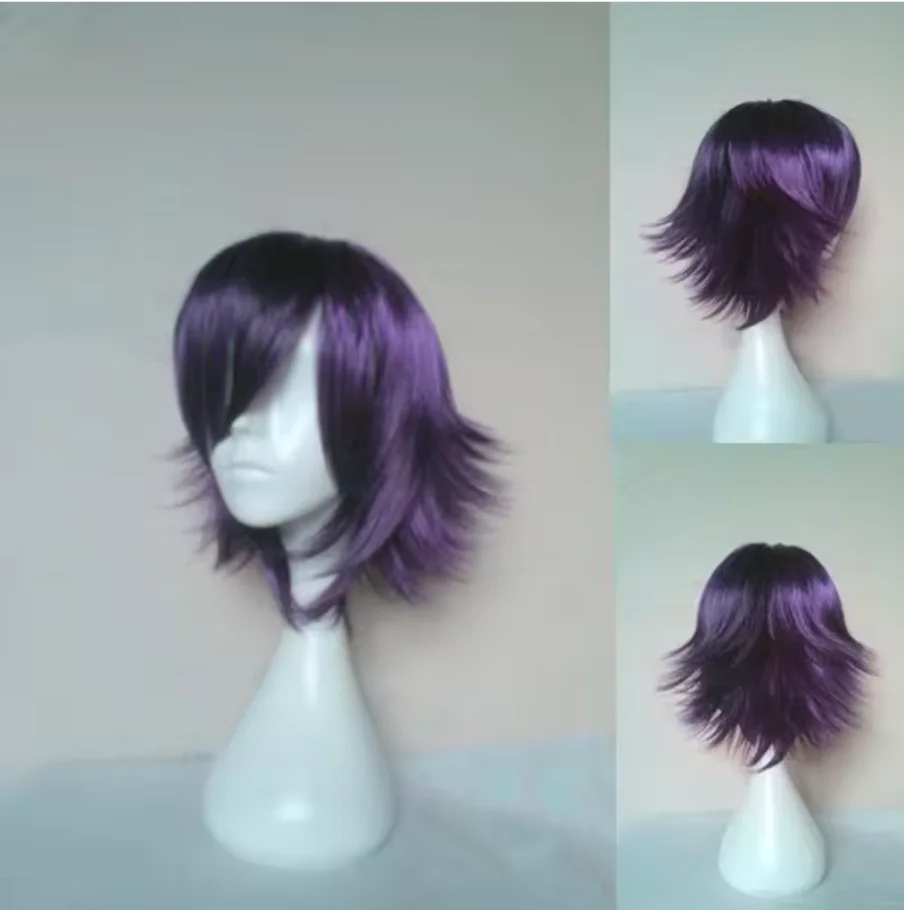 

Short Straight Purple Anime Cosplay Wigs Short Dark Purple Wigs Heat Resistant Synthetic Hair Wigs Party Costume Anime