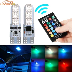 2X T10 W5w SilicaGel LED Remote Controller Lamp RGBW 194 168 5050 Festoon Dome Light Wedge Side Led 12V Car Bulb Width Indicator