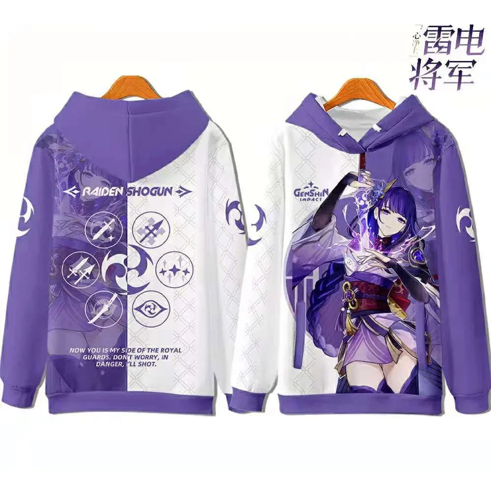 Game genshin Impact Raiden Shogun 3D Printed Men Women Hoodies Streetwear Fashion Pullover Harajuku Oversized Hoodie Clothing