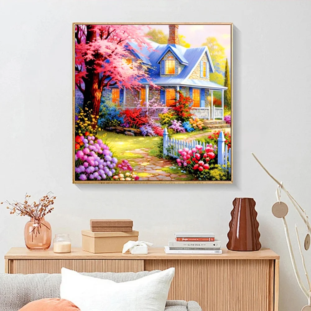 Huacan Diamond Painting Landscape House New Arrivals Diamond Mosaic Garden Art Home Decor Diy Gift Rhinestone Pictures