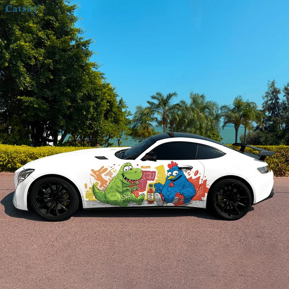 

Наклейки на боковую часть автомобиля в стиле хип-хоп с животными, самоклеящиеся, из водонепроницаемого и устойчивого к царапинам ПВХ, аксессуар для автомобиля, подарок