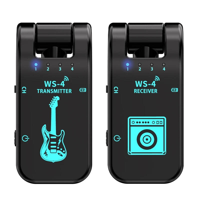 2.4G WS-4 Wireless Guitar System Guitar Transmitter Receiver For Electric Guitar Bass 48K/16Bit Real-Time Transmission