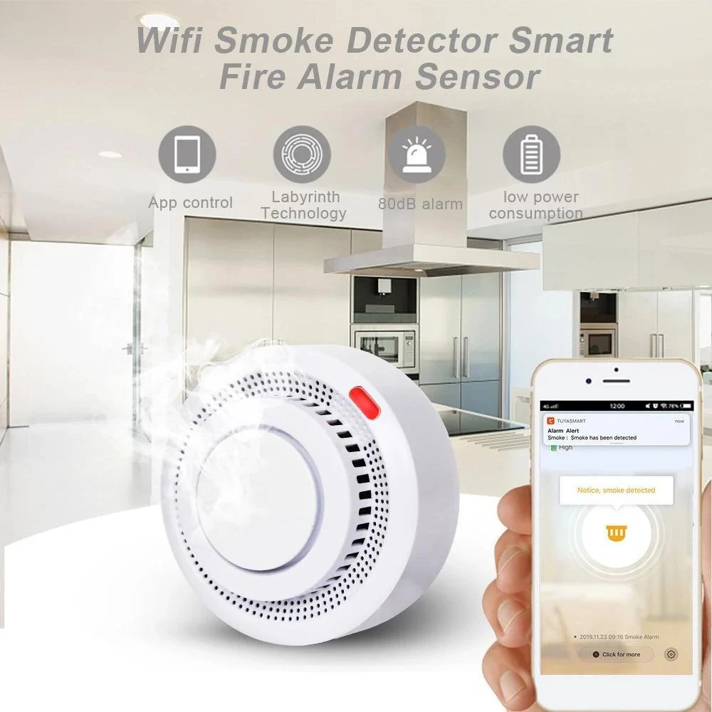 Tuya ZigBee/Wifi Smart Smoke Detector Sensor Wireless Fire Protection Smoke Alarm High Sensitivity Safety Prevention Sensor