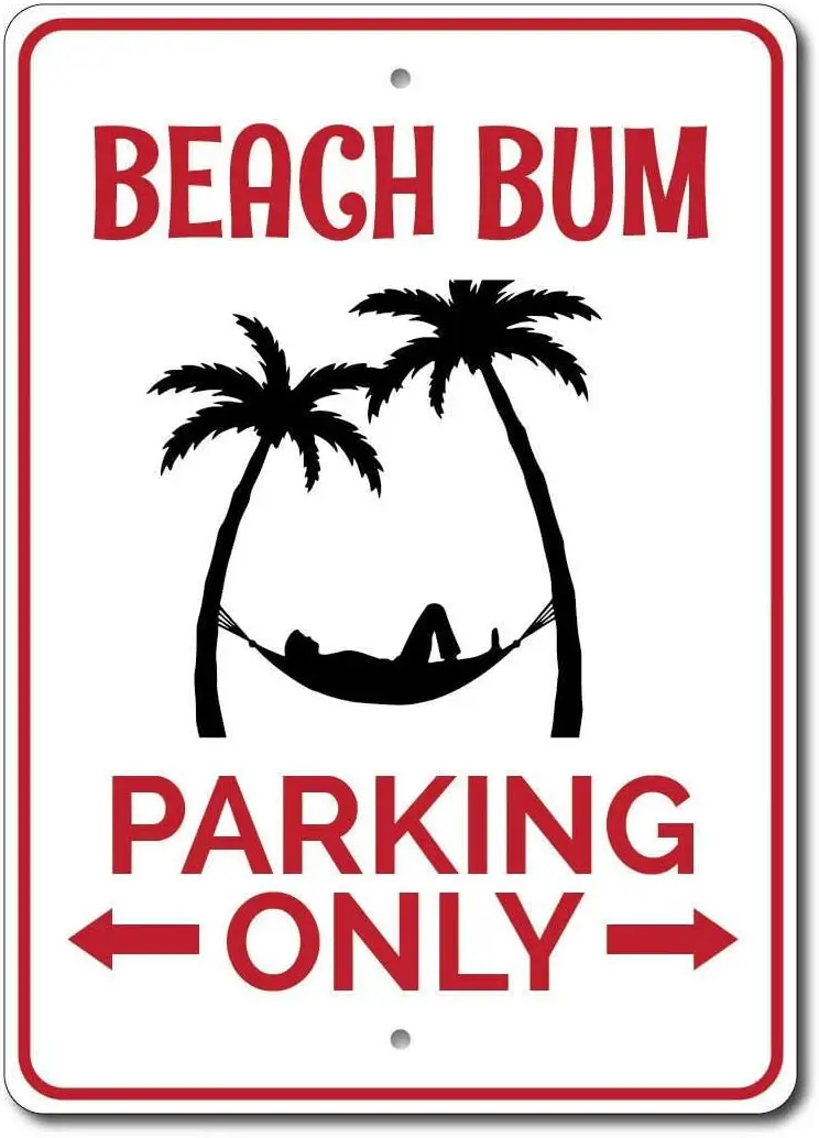 1p,Beach Bum Gift Beach Bum Sign Trees Sign Beach Hammock Sign Tin Sign  inch