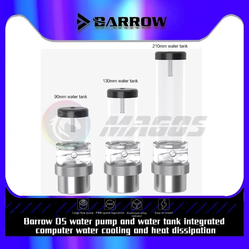 Barrow Water Cooling D5 Pump Box 18W Pump + Reservoir 2 In 1 Support PWM Speed Regulate 180mm/220mm/300mm SPG40A