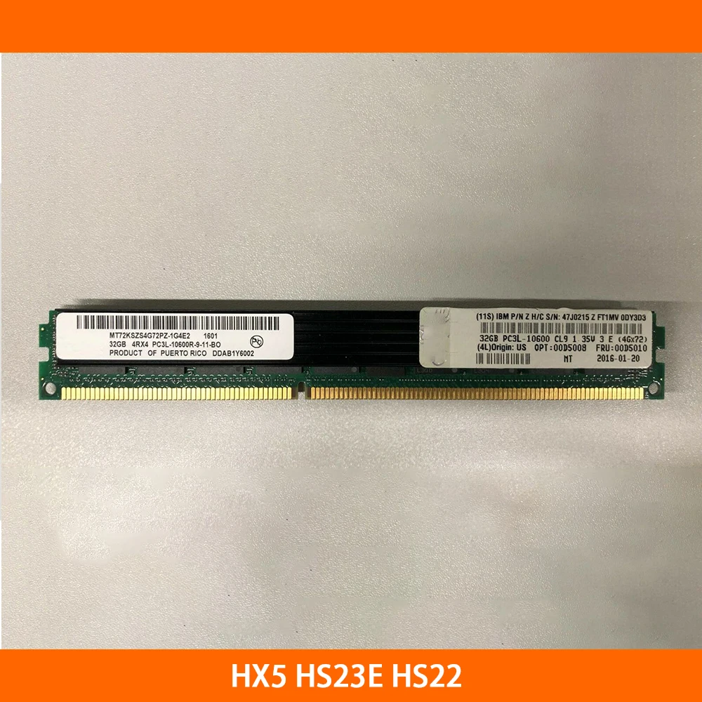 

Серверная память для IBM HX5 HS23E HS22 00D5008 00D5010 47J0215 32G DDR3 1333 4RX4 PC3L-10600R VLP, полностью протестирована, 1 шт.