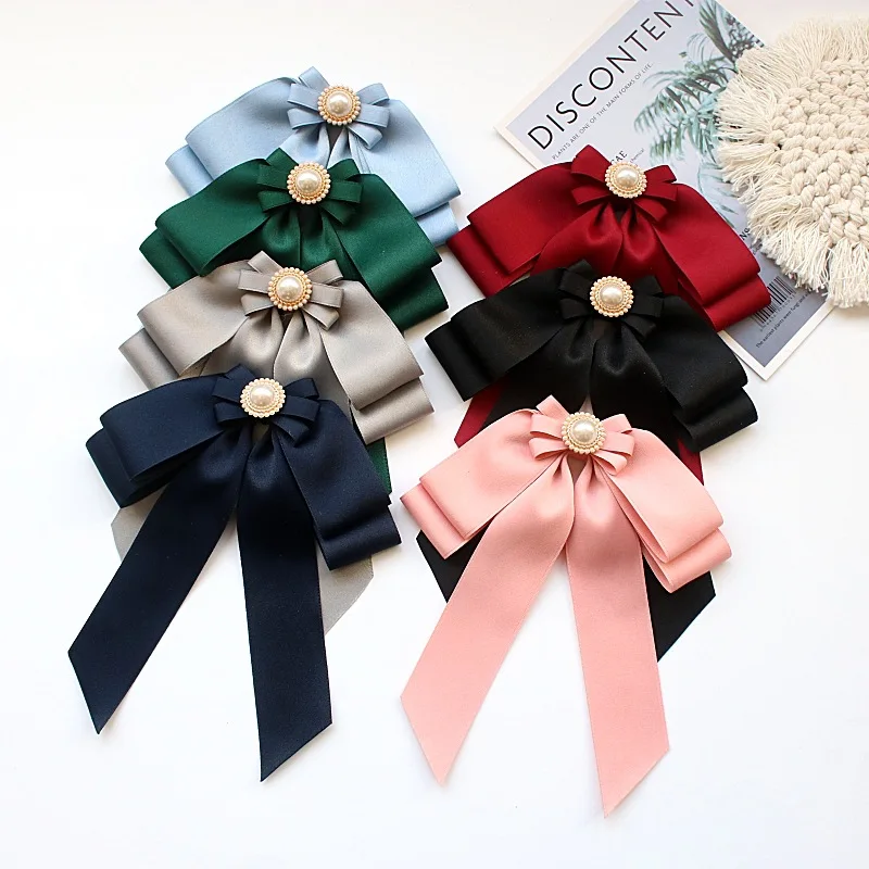 

Женские галстуки-бабочки ручной работы, жемчужная лента, аксессуары, банты, модная корейская одежда, костюм, рубашки, воротник, цветы, булавки, подарки для женщин