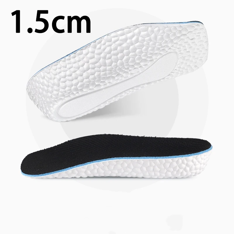 แผ่นรองพื้นรองเท้าเพิ่มความสูง 1 คู่ แผ่นรองพื้นรองเท้าระบายอากาศได้ดีและสะดวกสบายสำหรับผู้ชายและผู้หญิง แผ่นรองพื้นรองเท้ากีฬาดูดซับแรงกระแทก