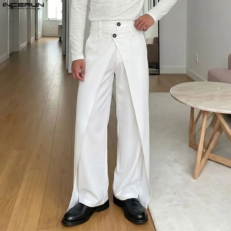 INCERUN Herren Unregelmäßige Hosen Einfarbige Knopf-Jogginghosen Lässige Hosen für Männer Streetwear Loose 2026 Mode Pantalones Hosen