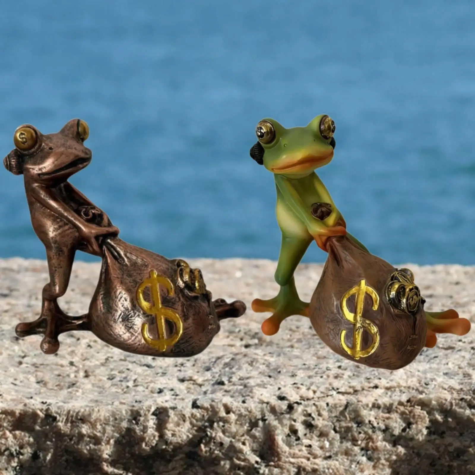 Figurine de grenouille en résine, petite statue décorative pour intérieur, extérieur, maison, table, ornement décoratif