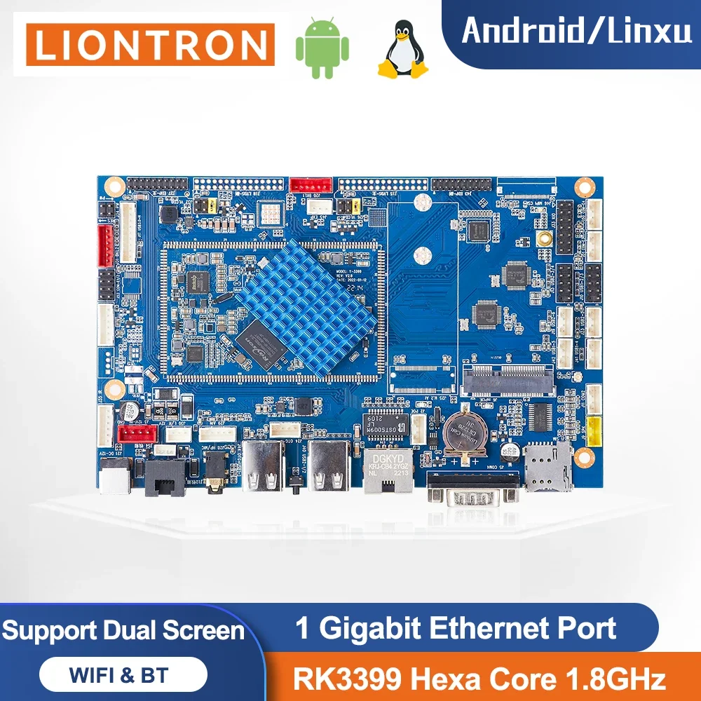 Liontron Motherboard Industrial Embedded RK3399 6-Core Lvds Arm Android Linux OS Board For Kiosk Pos Cash Terminal Dual Screen