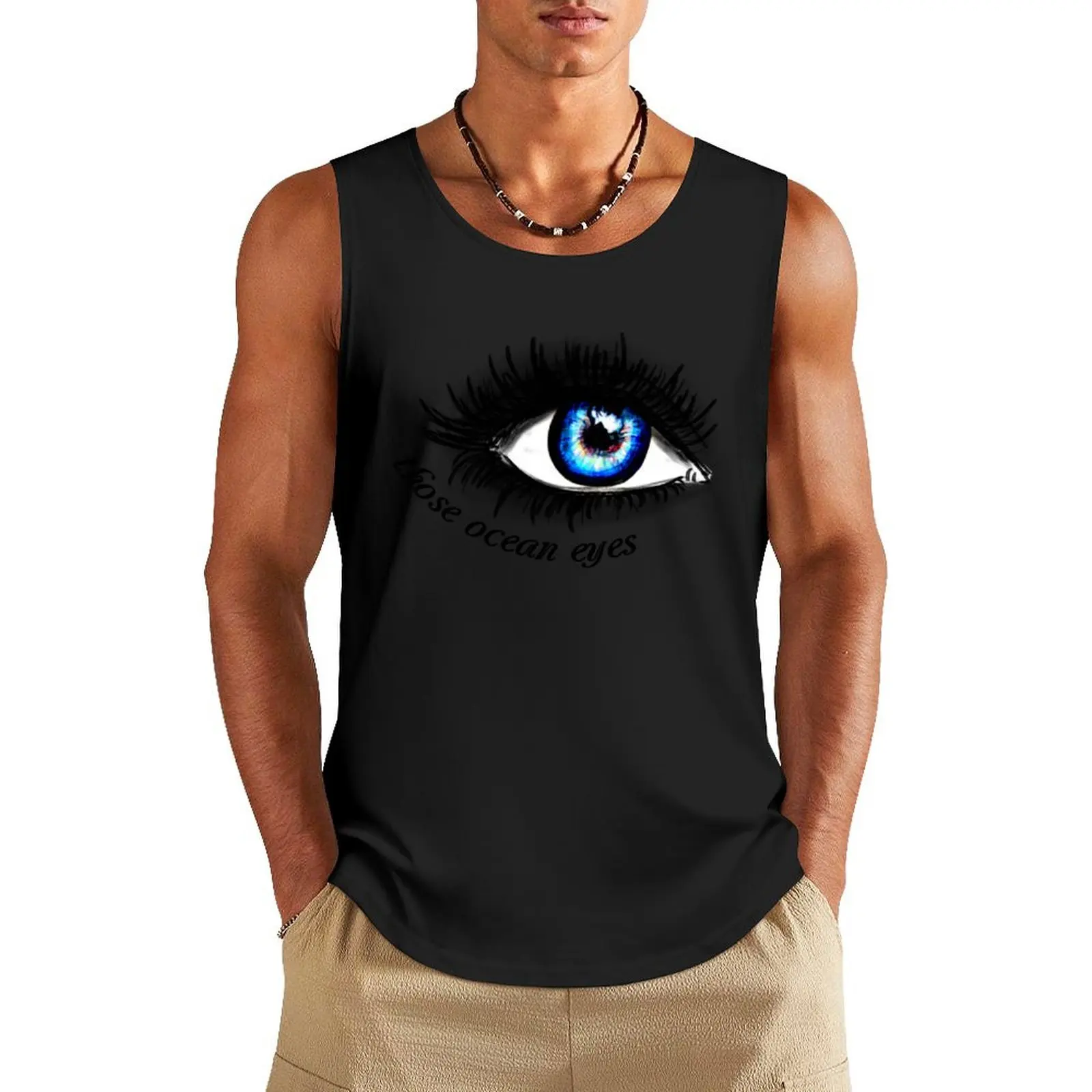 Ocean Eyes Drawing Tank Top Men's sleeveless anime gym Gym T-shirts for men