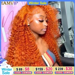 Orange Ginger Lace Front Wig Human Hair Curly Lace Front Human Hair Wig Glueless Deep Wave 13x4 13x6 Hd Lace Frontal Wig On Sale