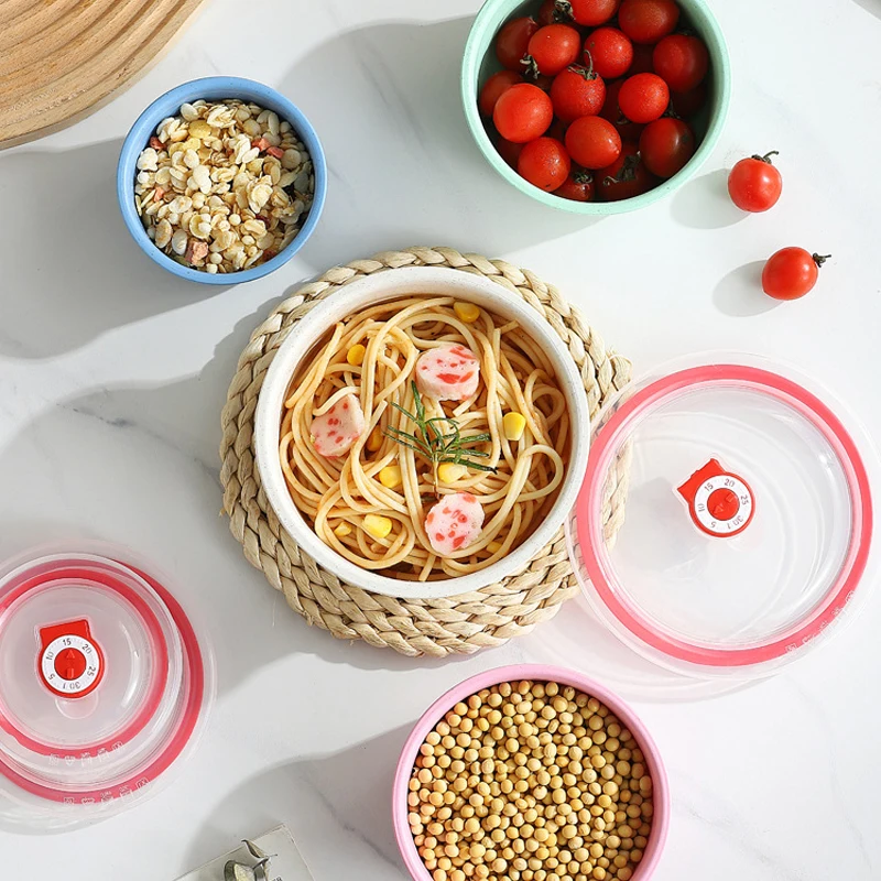 3pcs Wheat straw fresh-keeping bowl three-piece set with lid for home microwaveable plastic round lunch box view 5