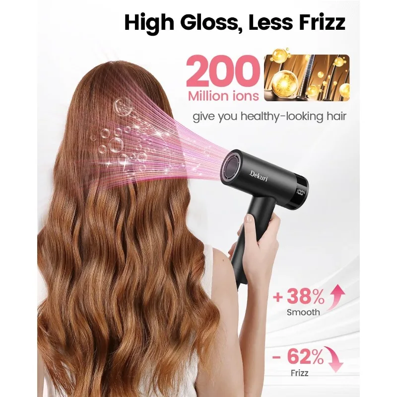 Hair Dryer, 110,000 RPM High-Speed Fast Drying Blow Dryer, 500 Million Ionic Lightweight Hairdryer with Diffuser,Magnetic Nozzle