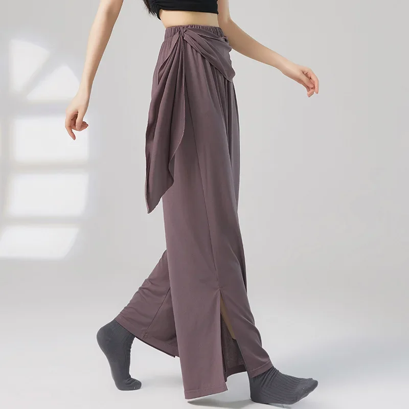 Classical Dance Practice Pants Side Slit Loose Wide Leg Pants Chinese Dance Clothes Drift Belt Modern Dance Women's Costume