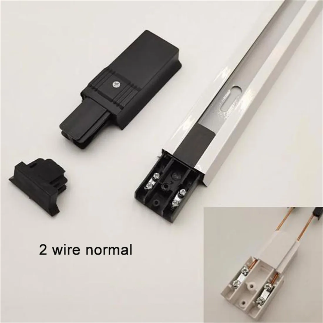 Black White 2 Wire 3 Wire Track Live End Connector with End Cap for Tracking, Live End Conduit Wire to Power Track from Electric