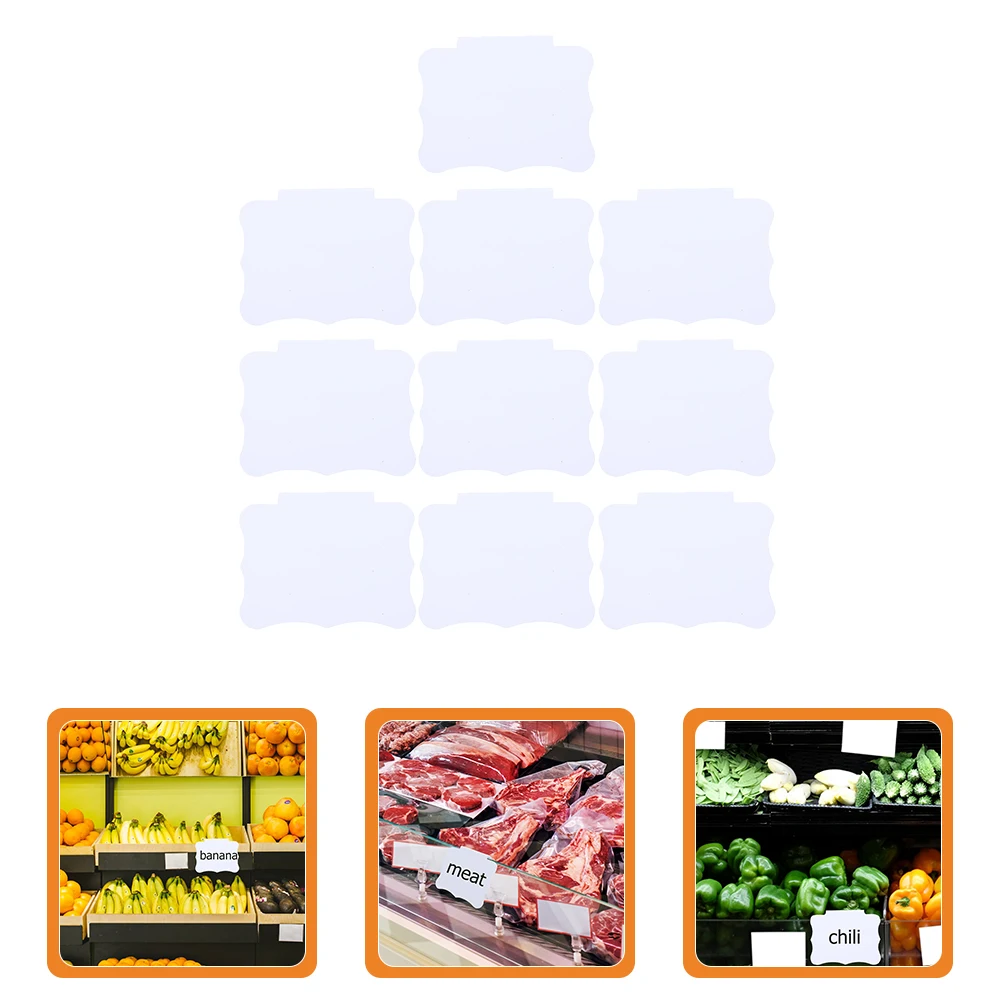 

10pcs Water Writable Price Tag Labels Erasable Pvc Clip-On Basket Signs Supermarket Label Plates For Retail Store Storage