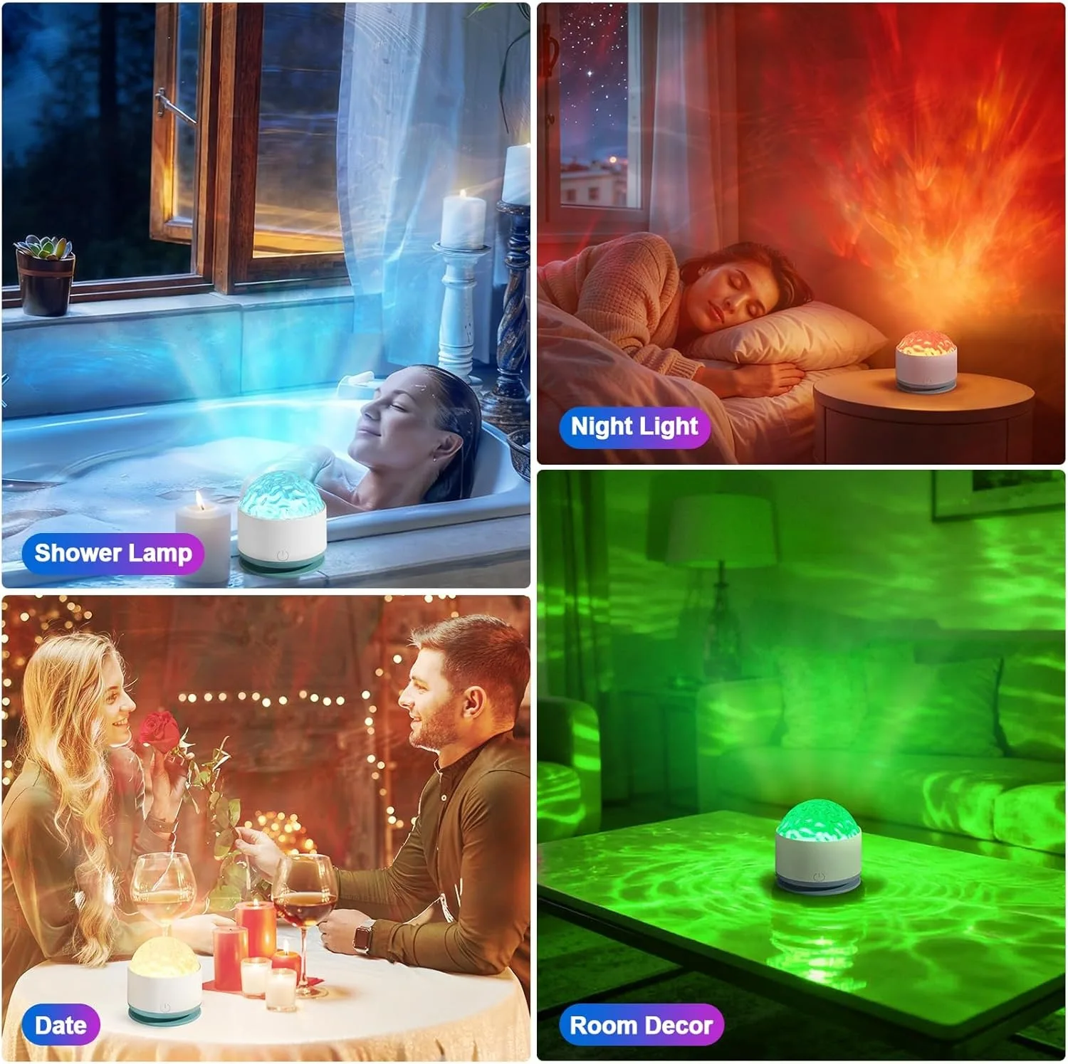 Northern Light Projector,16 Color Recharge Sunset Lamp Aurora Night Light Projector,Dimmable 2 in 1 Galaxy Lamp Ocean Wave Ceiling Projector Mood Ambient Lighting for Bedroom Party Kids Room Girl Gift