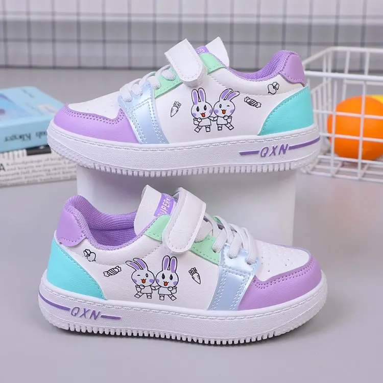 Children's board shoes girls color casual shoes 2024 spring and autumn new girl cartoon cute school shoes for students kids