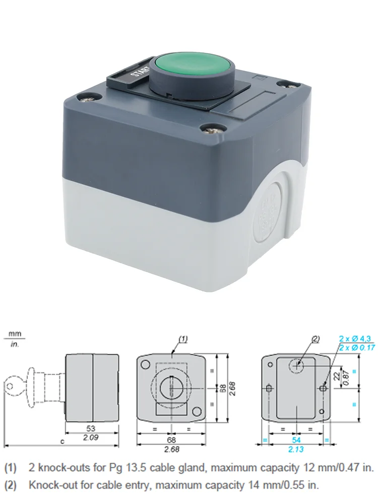 Waterproof Button Switch Control Box Station with Momentary Spring Return Push Button Switch IP65 SAL LA68H XALD101 XALD102