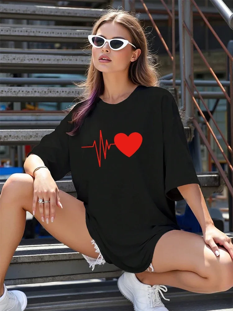 Womens T-shirt Cotton Printing Casual O-Neck Short Sleeve Outdoor Sports Jogging Woman Clothing Summer Streetwear Thin Tees y2k