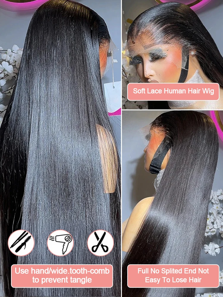 30~40インチ ストレート人毛ウィッグ 13x4 13x6 - Hd Lace Frontal Wig Human Hair Pre Plucked のレビューと価格