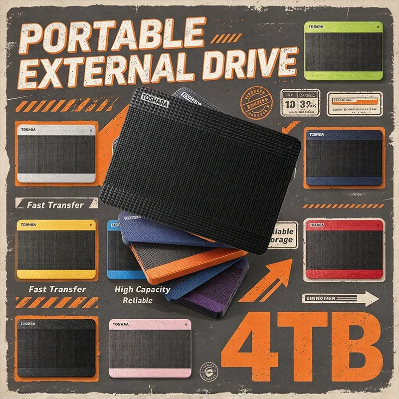 SSD externo portátil de 4 TB, unidade de estado sólido de alta velocidade, com revestimento texturizado, disponível em várias cores, design elegante, armazenamento de grande capacidade para laptops e PCs.