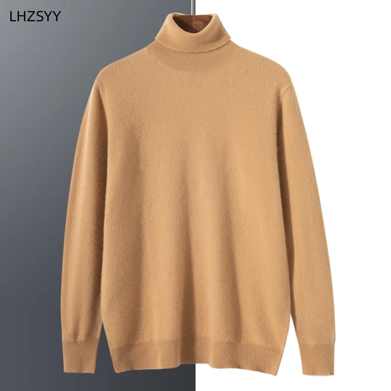 Autumn Winter New 100% Cashmere Sweater Men\'s turtleneck  Turtlenecks Knit Pullovers Youth Loose Warm Business Casual Solid Top