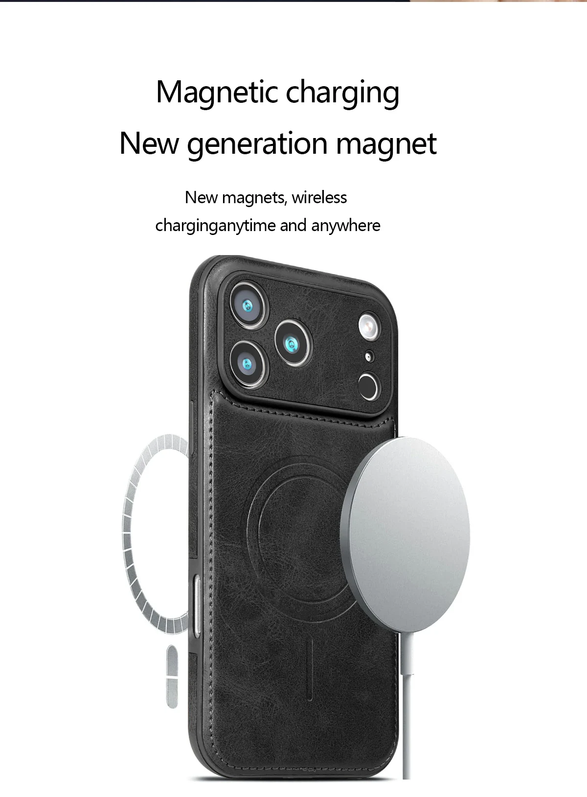 Luxuriöse Starke Magnetische Lederhülle für Apple iPhone 18 17 Pro Max 16 15 14 Plus 13 12 18Pro Kabellose Stoßfeste MagSafe-Hülle – Detail 8