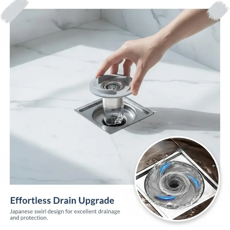 Magnetic Vortex Drain Core Self Closing Insect Smell Proof Valve for Toilet Bathroom Floor Drain Replacement