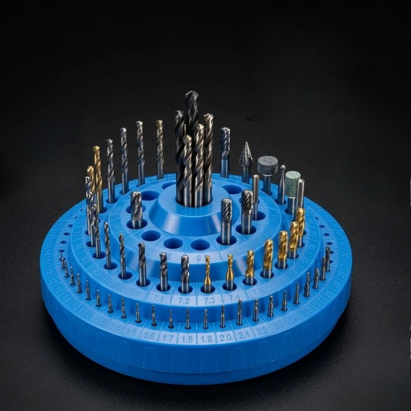 

Rotary Drill Bit Storage Box for Tap Milling Cutter Grinding Head Tool- Space Saving Rotating for Accessories Jewelry Tools