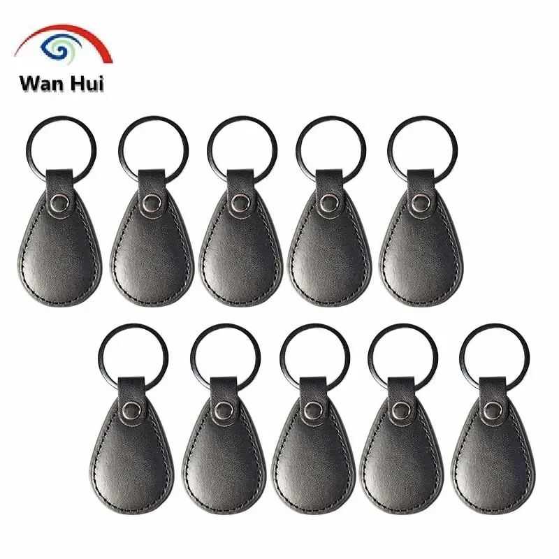 Leather Card Access Keychain, Chip S50, IC Key Fob, Token Key para M1 1K, UID, 0 Bloco 0 Inalterável, 13.56MHz, 10Pcs