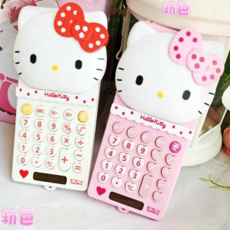 New hello Kitty Sanrio animation peripheral cartoon cute slider computer kawaii push cover calculator stationery gift wholesale