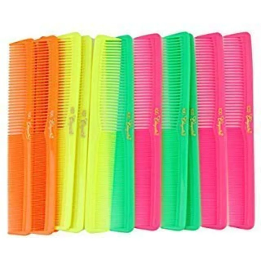 

7 inch All Purpose Hair Comb. Hair Cutting Combs. Barber's and Hairstylist Combs. Neon Mix. 12 Units.