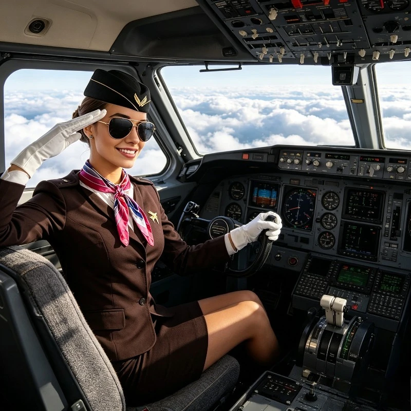 Halloween Parties and Themed Events Aviation Worker Captain Hat Set Pilot Role-playing Uniform with Badge and Tie