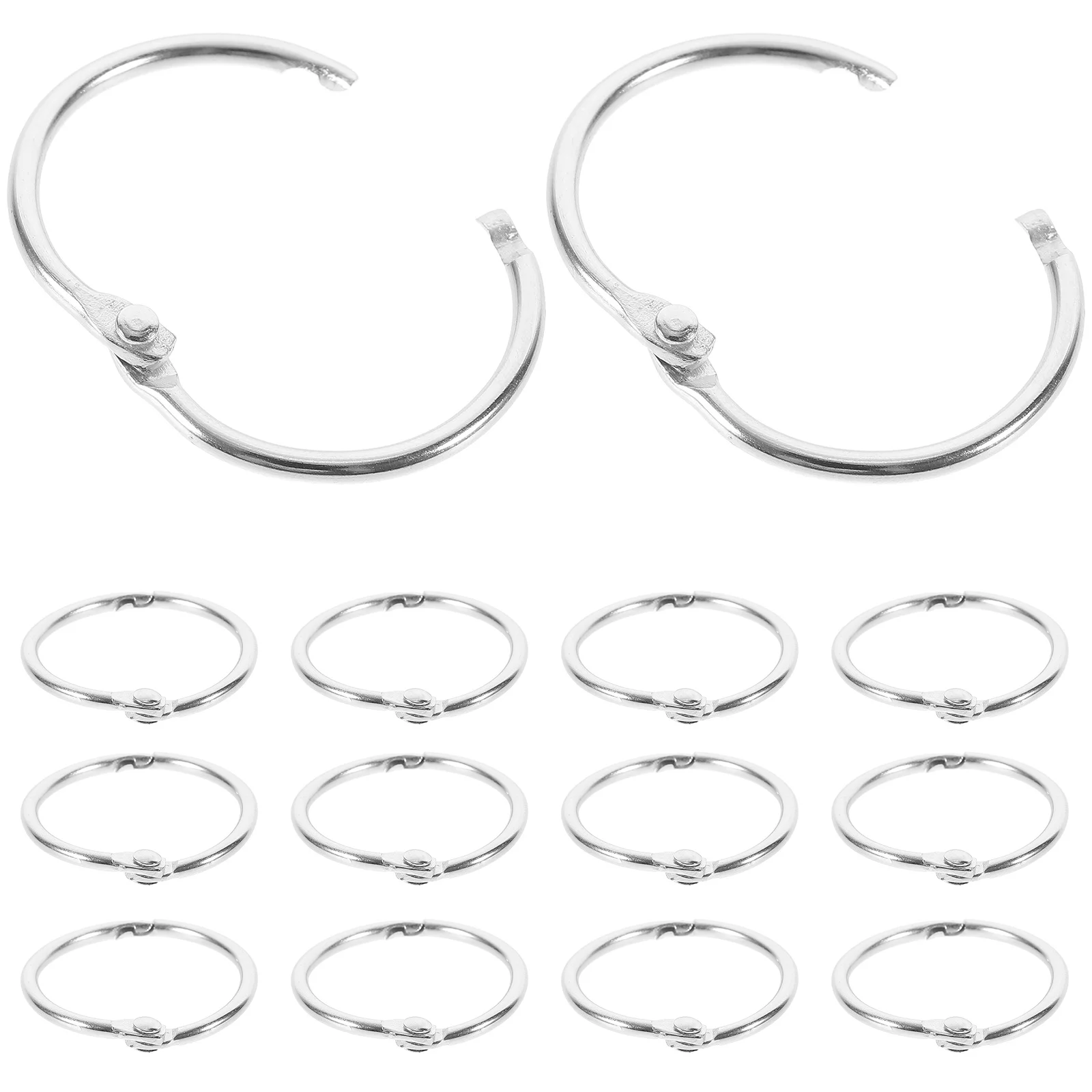 20 Pcs Snap Stationery Binding Ring Open Photo Album Book Loose-leaf 20pcs/pack Binder Clip Rings Binders Metal The